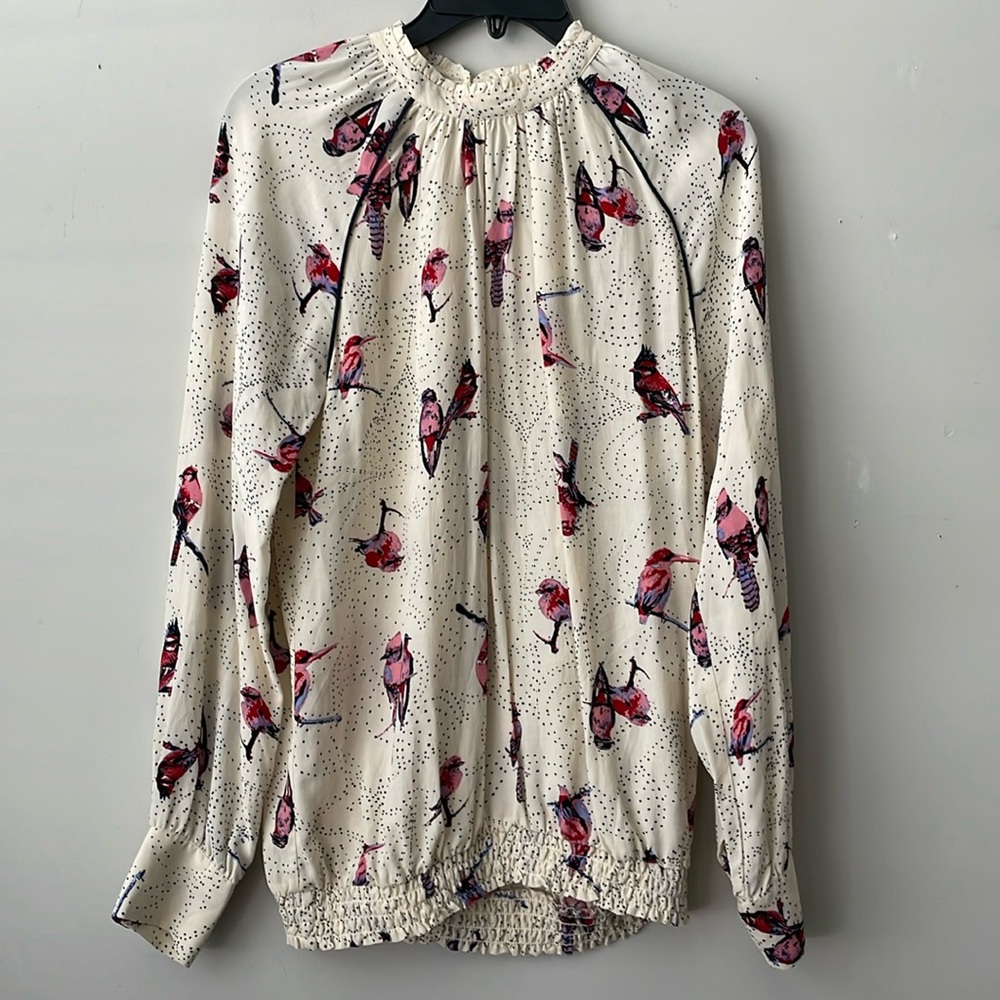 Second Female High Neck Blouse With Bird Print Women’s size Large